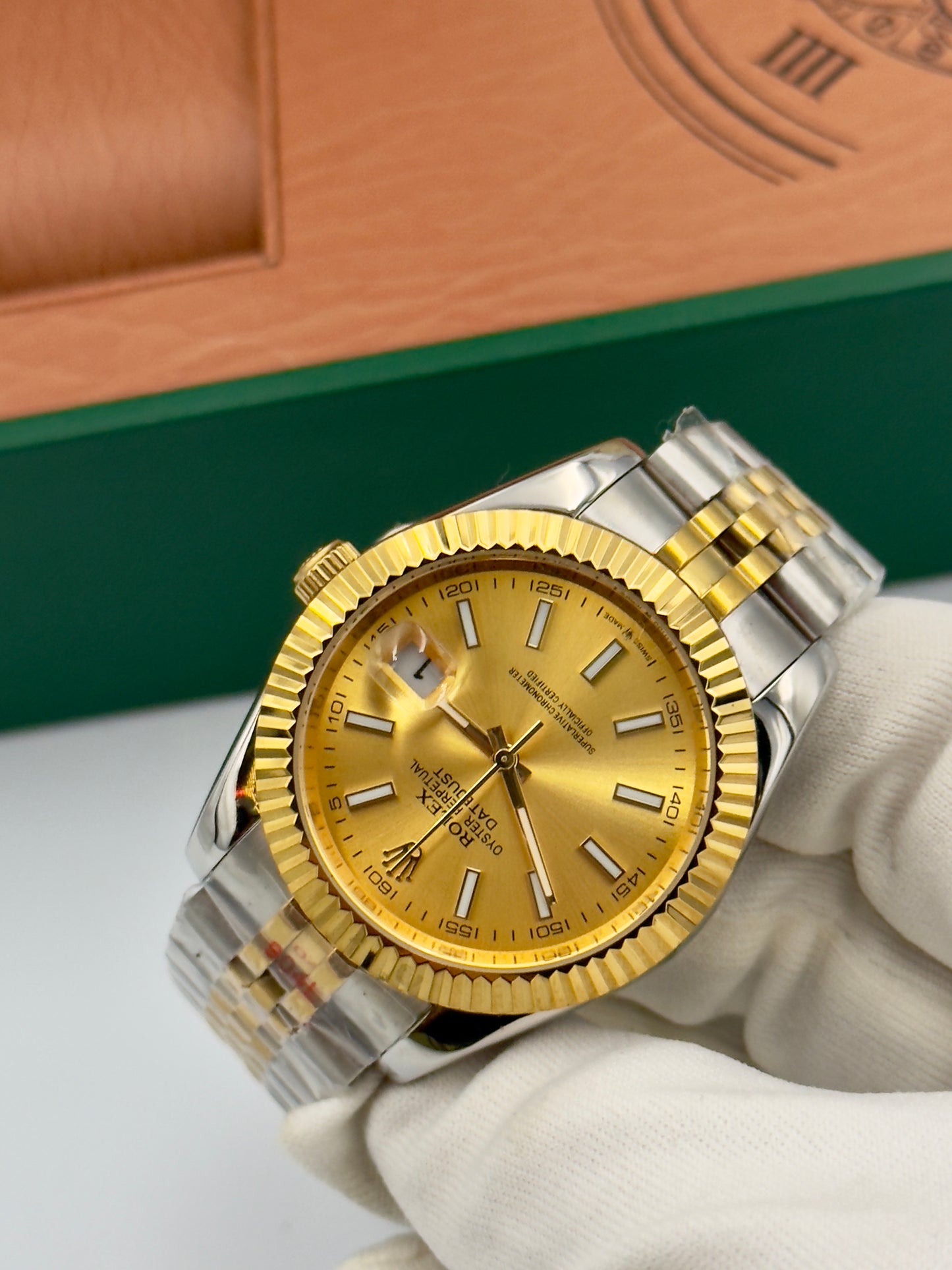 Rolex Datejust 36mm Gold Index Two Tone Swiss Automatic 1:1 Superclone