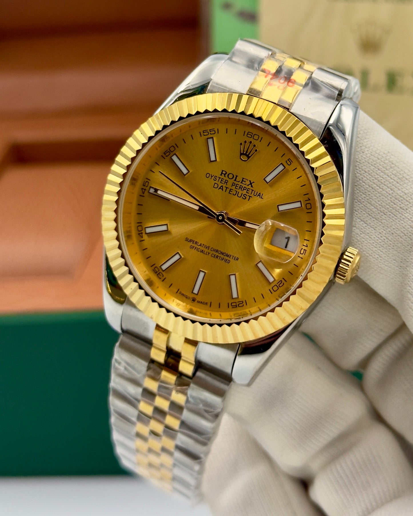 Rolex Datejust 36mm Gold Index Two Tone Swiss Automatic 1:1 Superclone