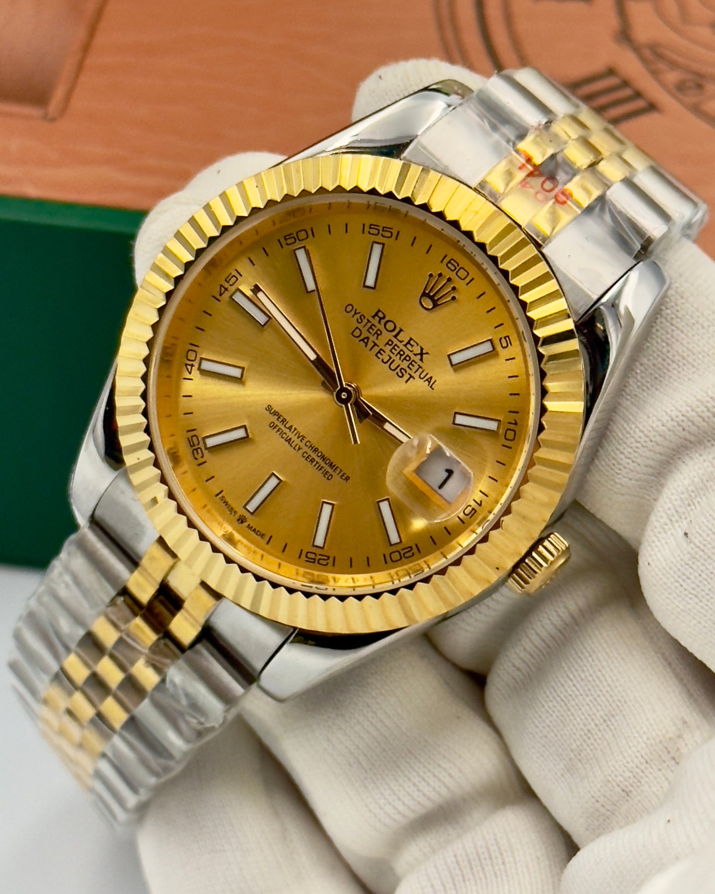 Rolex Datejust 36mm Gold Index Two Tone Swiss Automatic 1:1 Superclone