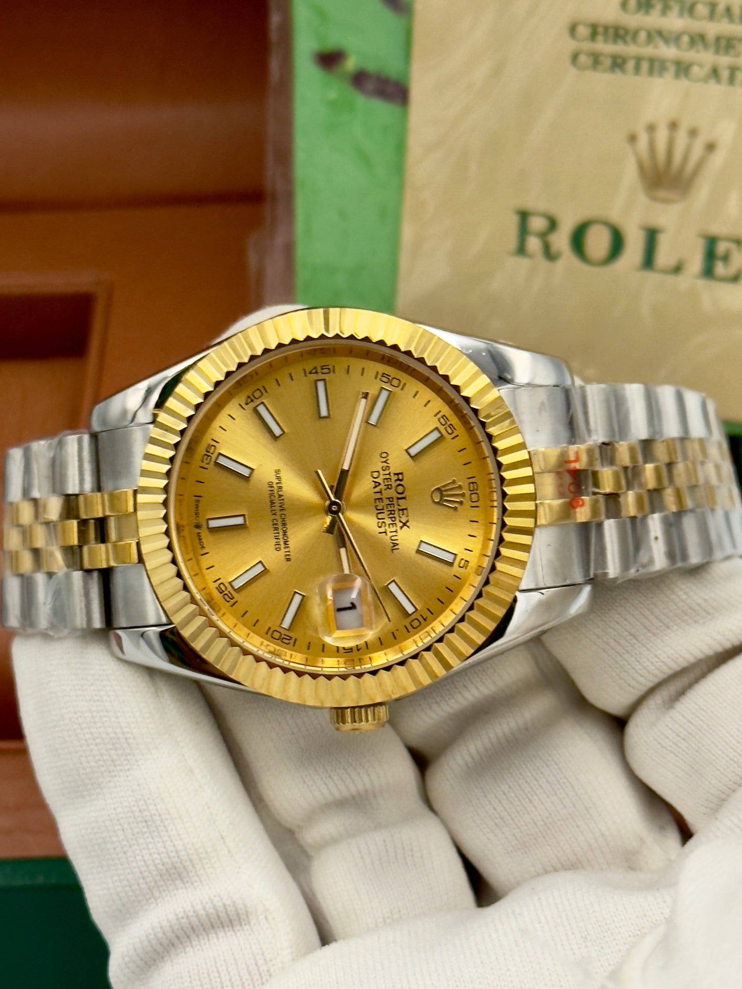 Rolex Datejust 36mm Gold Index Two Tone Swiss Automatic 1:1 Superclone