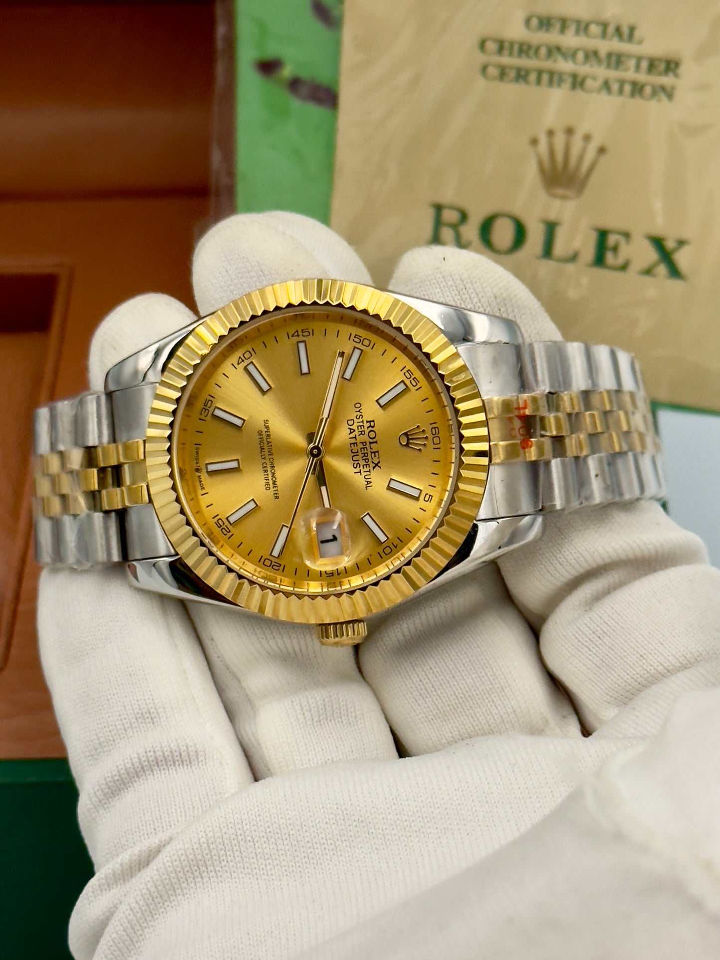 Rolex Datejust 36mm Gold Index Two Tone Swiss Automatic 1:1 Superclone
