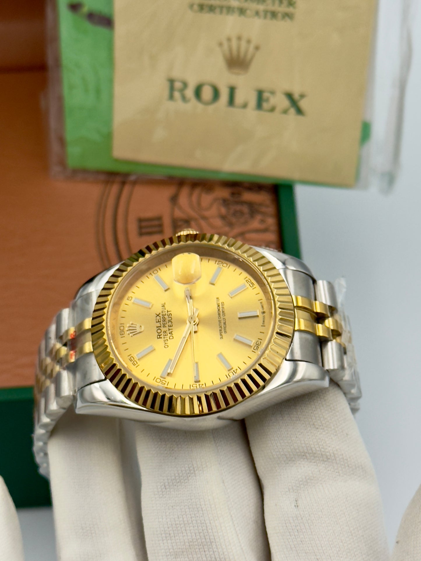 Rolex Datejust 36mm Gold Index Two Tone Swiss Automatic 1:1 Superclone