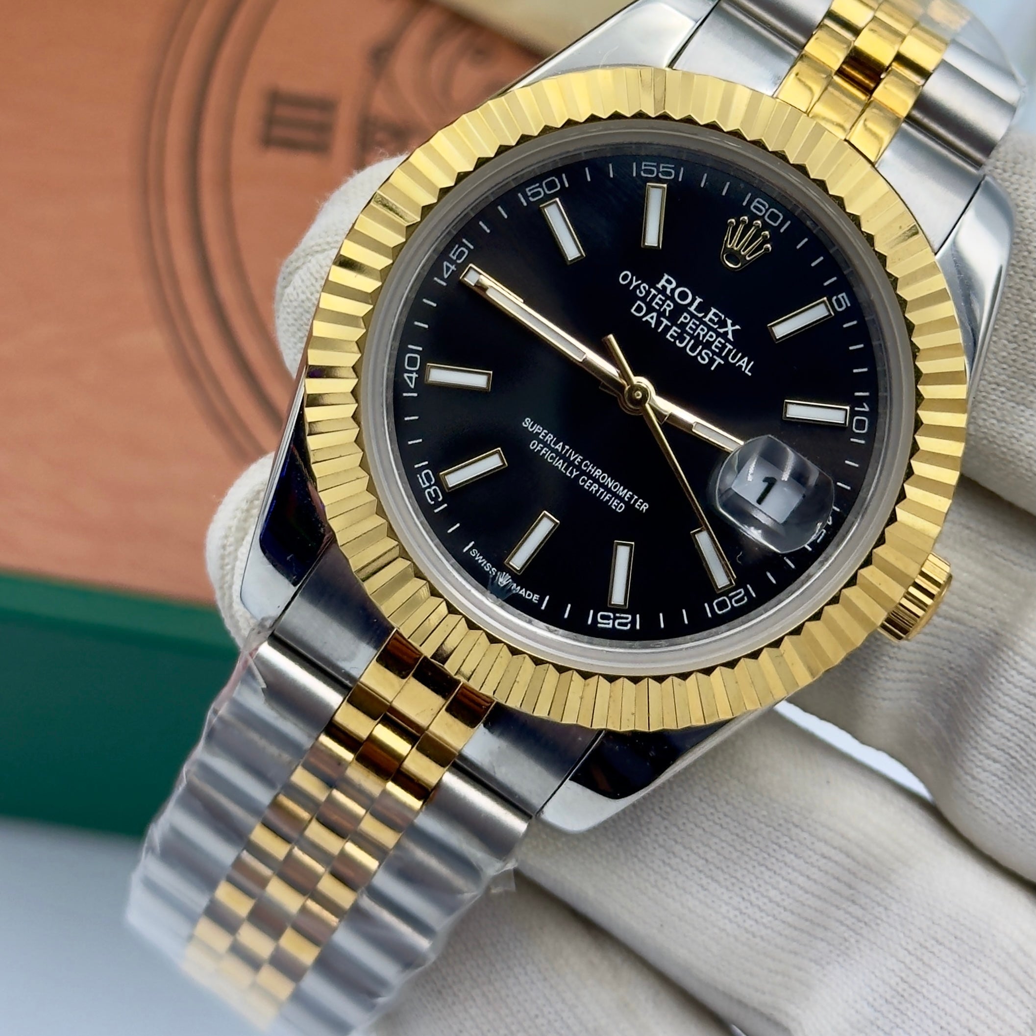 Rolex Datejust – 36mm, black dial, fluted bezel, jubilee bracelet, stainless steel – ref 126233 – image 1