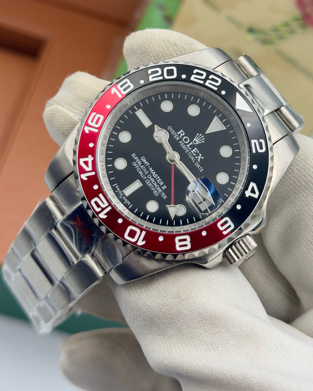 Rolex GMT‑Master II – 40mm, black dial, cerachrom bezel, oyster bracelet, stainless steel – ref 904L – image 1