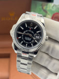 Rolex Sky-Dweller – 42mm, black dial, fluted bezel, oyster bracelet, stainless steel – ref 326934 – image 1
